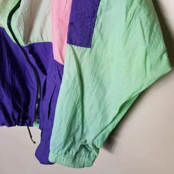 Vintage Neon Pink Purple Green Windbreaker M - Picture 10 of 11